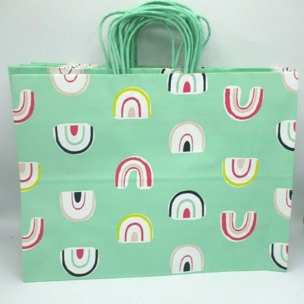 Bundle of 12 Spritz Gift Bags Green Rainbows Pink